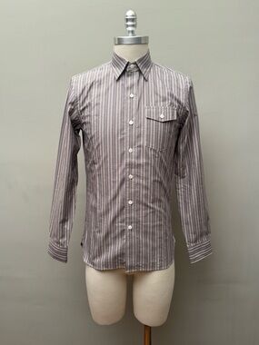 RRL & Co Double RL Men’s XS / 14.5 Purple and White Striped Cotton Dress Shirt